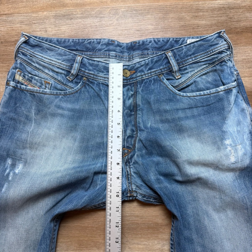 Diesel Poiak Jeans Men 34x32 Blue Distressed Slim Straight Whiskered 008D5 Italy - Picture 15 of 16
